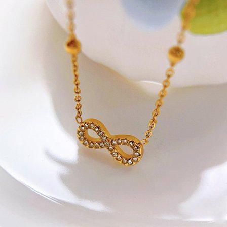 Retro Amazon-halsband med obegränsad symbol för kvinnor, korsad gräns, diamant, 18K guldplätering, moderiktigt lyx med full diamant