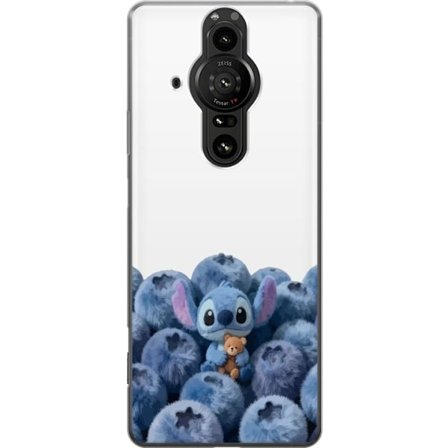 Kompatibelt Mobildeksel til Sony Sony Xperia Pro-I Søt blå karakter blant blåbær med bamse i mykt og lekent illustrasjon