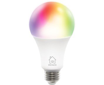 Deltaco Smart E27 RGB, WiFi, 9W, 2700K-6500K, dimbar - Dimbar smart LED-lampa med RGB-färger