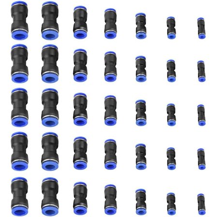 35 stk. Pneumatiske Rette Koblinger Rør Hurtigkoblinger OD 4/6/8/10/12/14/16mm Koble Rørkobling