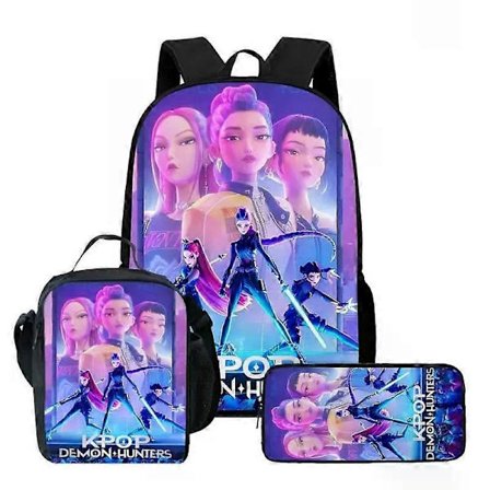 Kpop Devil Hunter Ryggsekk Skulderveske Matboks Penal Skolesekk-Perfet