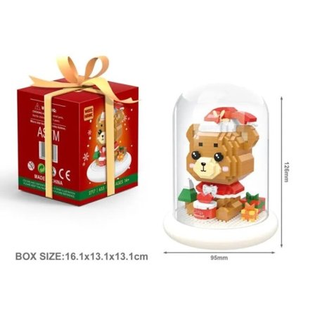 Joulu karhu puu rakennus palikat tiilet lemmikki eläin mini timantti palikat palikoita valolla lelulla