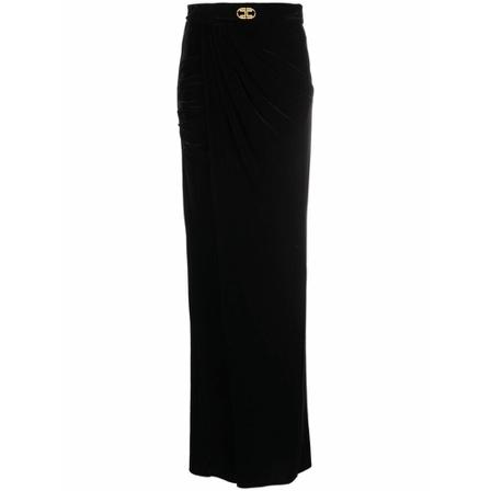 Elisabetta Franchi Maxi Roks , Zwart , Dames , Maat: M Maxi Rokken