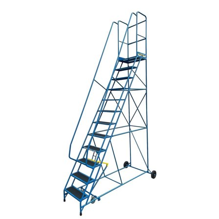 Warehouse safety steps, anti-slip, 12 treads, H 3000 mm, blue