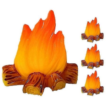2025 4 stk. Miniature Bål Ild Ornament Mini Ild Model Håndværk Falsk Ild Lad Som Om Bål Legetøj Miniature Dukkehus Dekoration Db