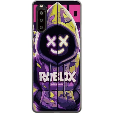 Yhteensopiva Puhelinkuori Sony Sony Xperia 10 II Värikäs Roblox-inspiroima hupparihahmo neoneilla ja maskilla, digitaalinen peli-illustraatio täyde