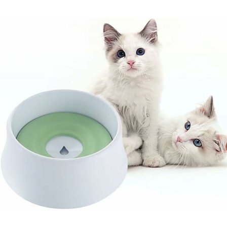 Skål til kæledyr, anti-overflow opdrift vandskål til hund katte, hundevandskål, ingen stænk, ingen spild (grøn)