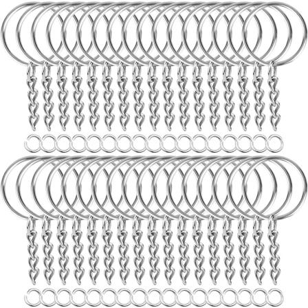 50 stk. nøgleringe med kæde og 50 stk. springringe, nøgleringsæt til nøgleringsfremstilling Tilbehør DIY-håndværk