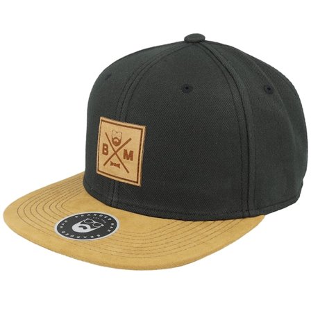 Bearded Man - Zwart snapback Cap - BM Cross Patch Black/Suede Snapback @ Hatstore