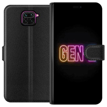 Yhteensopiva Lompakkokotelo Xiaomi Xiaomi Redmi Note 9 Neontext Gen Z värikkäässä valossa tummaa taustaa vasten modernissa digitaalisessa tyyliiss