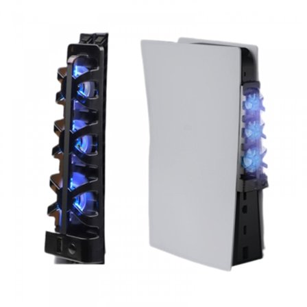 PS5 Tilbehør Kjølevifte med LED-lys, Effektivt Kjølesystem, Horisontalt Kompatibelt Stativ