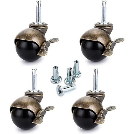 8 st 40 mm hjul, möbelhjul med broms, nylon för kontorsstol, soffa, säng, lastkapacitet 25 kg per hjul - Perfekt