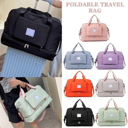 Sammenleggbar Weekend Bag Vanntett Skulderveske Treningsveske Skulderrem Veske Sportsbag Weekend Bag Reiseveske Grå -