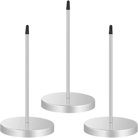 3 stk. kvitteringsspiker i metall, rett stangspiker, restaurant kvitteringsspikerholder med rund stativ for restaurant kjøkken kontor hotell (sølv) 