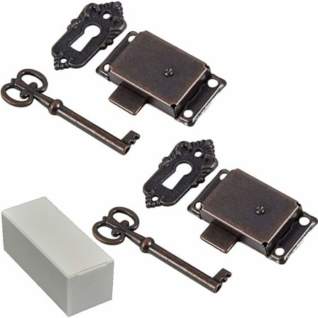 Antik lås för skåp, dekorativt möbellås med nyckel, Triumph Antique Classic Quartet dekorativt lås, lås för köksmöbler, låda, 2 st