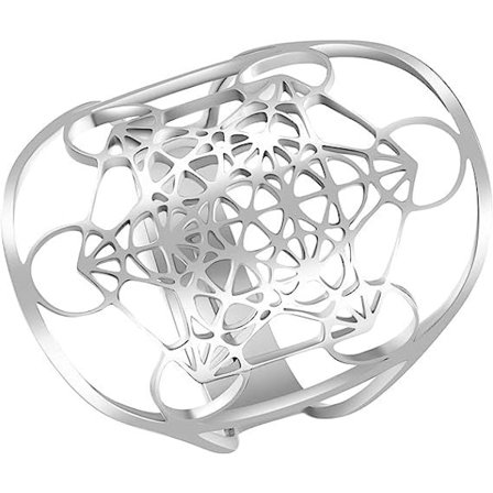 (Silver)Kvinnor Justerbar Ärkeängel Ring Metatron mönster Flickor Rostfritt Stål Helig Ring Ärkeängel Ring Ihålig Livets Blomma Smycken Present