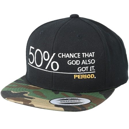 Period - Černá snapback Kšiltovka - 50% Chance Black/Camo Snapback @ Hatstore