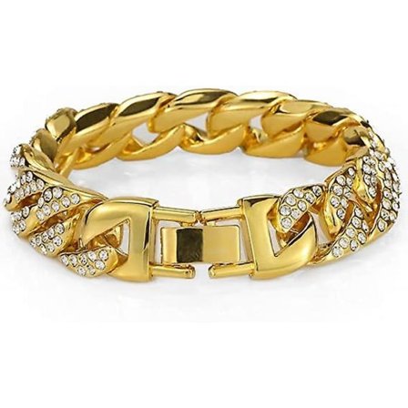 Herr 8 " Guldpläterat Cz Full Frozen Miami Cuban Armband