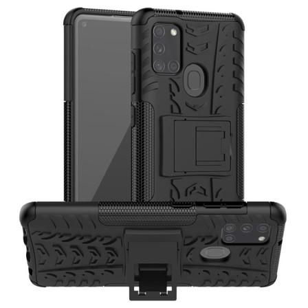 Samsung Galaxy A21s - Ultimata Stöttåliga Skalet Med Stöd - Svar Black Svart