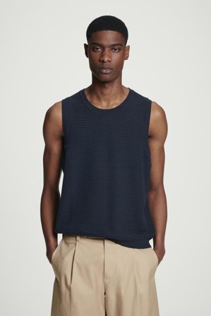 COS Herren Strukturiertes Tanktop Aus Baumwolle - Blau