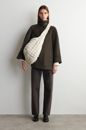 COS Women's Oversized Quilted Crossbody Bag in Beige