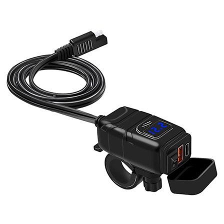 Motorcykel USB Laddare Styre Vattentät 12V Socket Adapter Röd