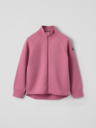 Jakke ullfrotté merino - 134|140 - barneklær - pink - Polarn O. Pyret