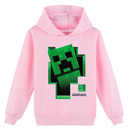Minecraft Hoodie för Unisex Barn, Creeper Tryckt Huvtröja, Långärmad Tröja för Pojkar och Flickor, Gamer Present-WELLNGS