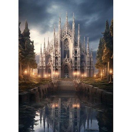 30x40cm, 5d diamantkirke malet rhinestone broderi lærred