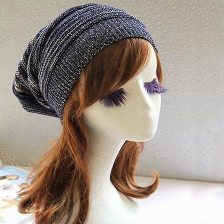 Unisex stickad mössa vinter baggy oversized slouch mössa hattar kepsar Navy Blue