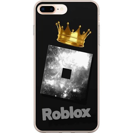 Kompatibel Mobilcover til Apple Apple iPhone 7 Plus Minimalistisk sort og sølvfarvet Roblox-symbol med gylden krone og luksuriøs gamer-æstetik på