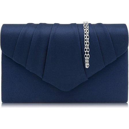 Clutch for kvinner, elegant kveldsveske i skinn, konvolutt, crossbody, blå