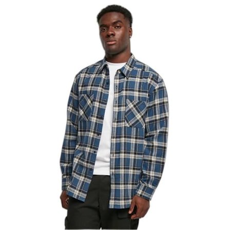 Urban Classics Lake Check Shirt - mörkblå/vit - M