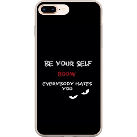 Yhteensopiva Puhelinkuori Apple iPhone 7 Plus Tumma minimalistinen tekstillustraatio ironisella viestillä ja uhkaavan silmien mustalla kontrastilla