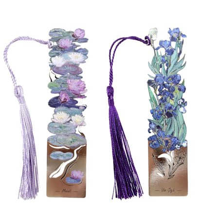 Vandliljer Bogmærkesæt 2 STK, Metal Olie Maleri Design med Kvast Smuk Gave til Kvinder