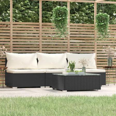 Vidaxl Loungegrupp För Trädgården Med Dynor 4 Delar Konstrotting Svart