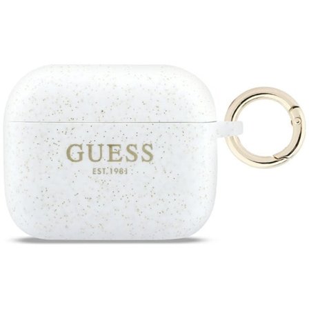Guess Glitterring-etui i silikone til AirPods Pro 3 - Hvid