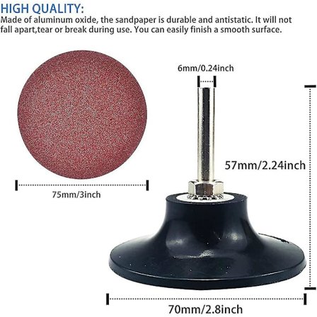 36 stk Hurtigutskiftbare Slipeskiver 75mm(3 tommer) Runde Sandpapirskive Sand
