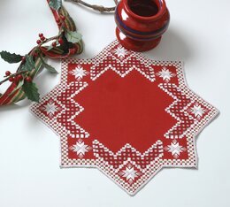 Stickpackung Hardangerdeckchen Stern rot