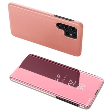 Clear View Case cover til Samsung Galaxy S23 Ultra cover med flap pink