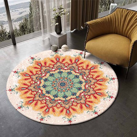 Rund Area Matta Mandala Mattor för Sovrum Badrum Tvättad Halksäker Cirkel Golvmattor Chic Bohemian Heminredning Mattor - Stil 1