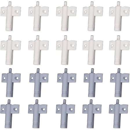 20 stk. Køkkendørsdæmpere, Skabsdæmpere, Skuffedæmpere, Blød og Stille Lukning, til Skabe, Dør (Hvid+Grå)