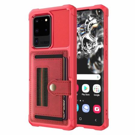Smidigt Skal med Korthållare - Samsung Galaxy S20 Ultra Röd