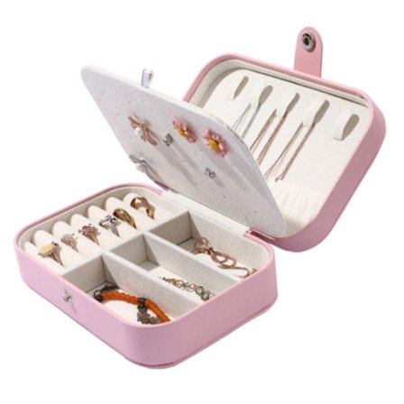 Smykkeskrin 6 Rom | Elegant Smykkeskrin for Smykker | Smykker | Øredobber | Halskjede | Armbånd | PinkPink, Rosa