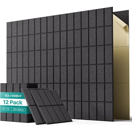 12-pak Selvklæbende Akustikpaneler, Lydisolerende Vægpaneler til Væg, Loft, Kontor 30x30cm_TF_TF