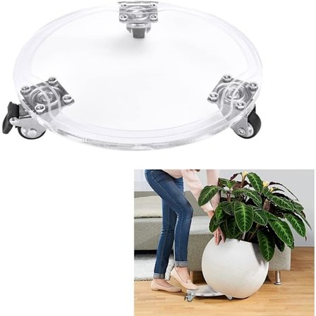 Kukkien ruukku jalusta pyörät akryyli pyöreä kasvi kärry rullaava teline