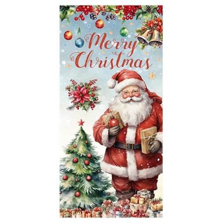 Juledekorasjon i Polyesterstoff - Dørdeksel med 'God Jul' Bakgrunn Banner