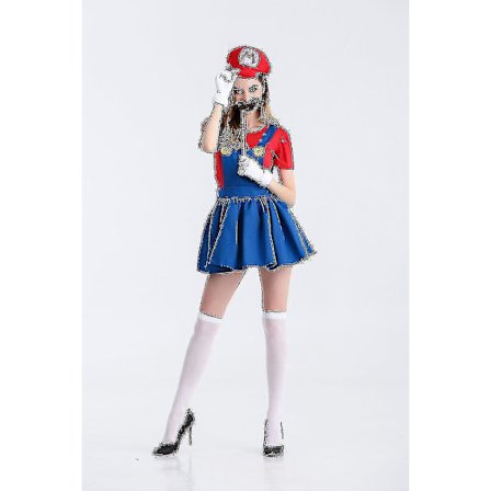 Vuxna kvinnor uper Mario Luigi Bros Fancy Dress Damklänning W Yz