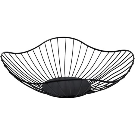 Sort frugtfad, metaltråd frugtkurv til opbevaring af frugt og grøntsager, minimalistisk frugtskål til køkkenbordet