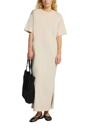 Selected Femme MAXILÅNG KORTÄRMAD KLÄNNING Jerseyklänningar Dam Beige M